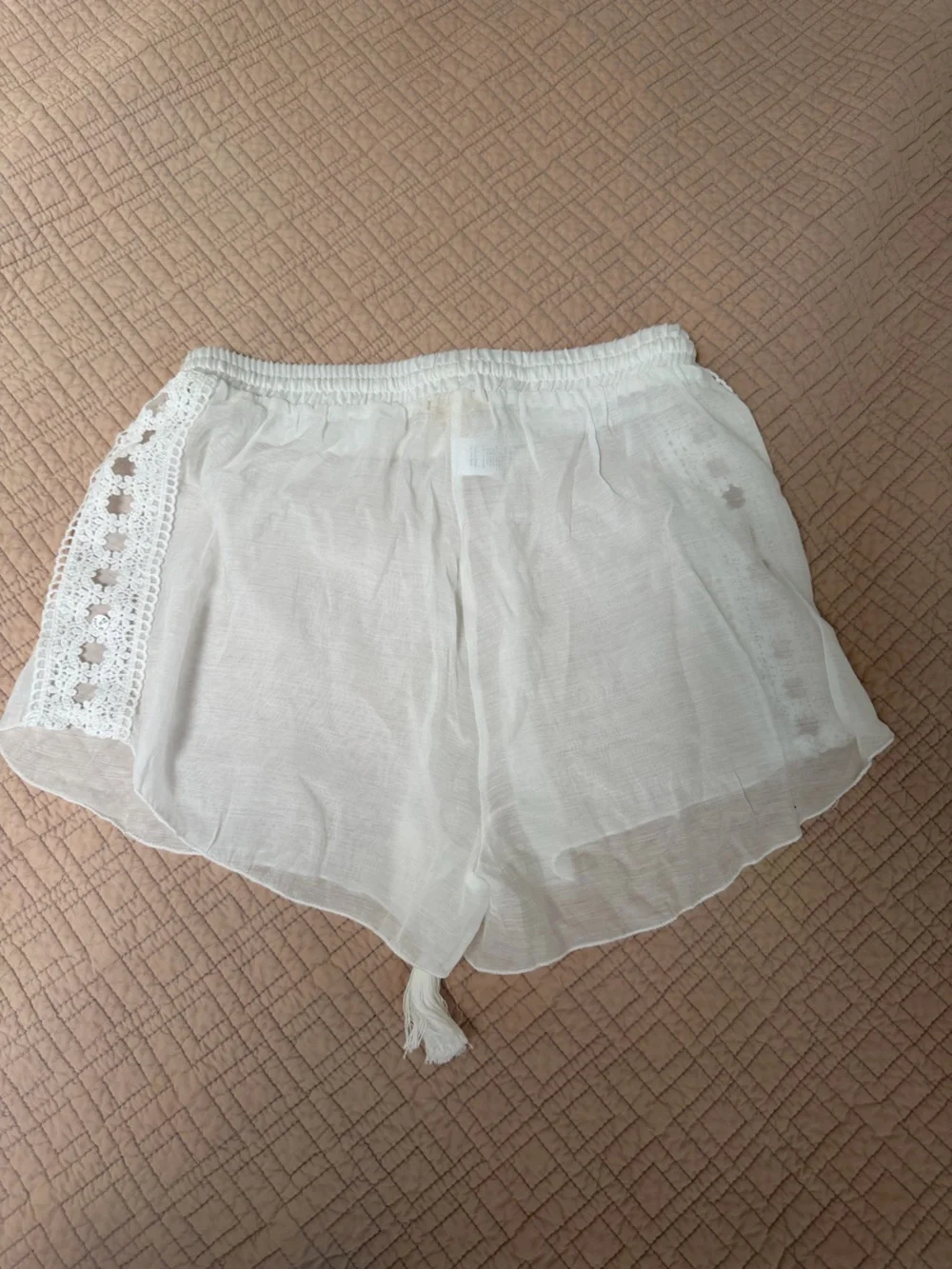 Elan White Sheer Elastic Waist Cover Up shorts